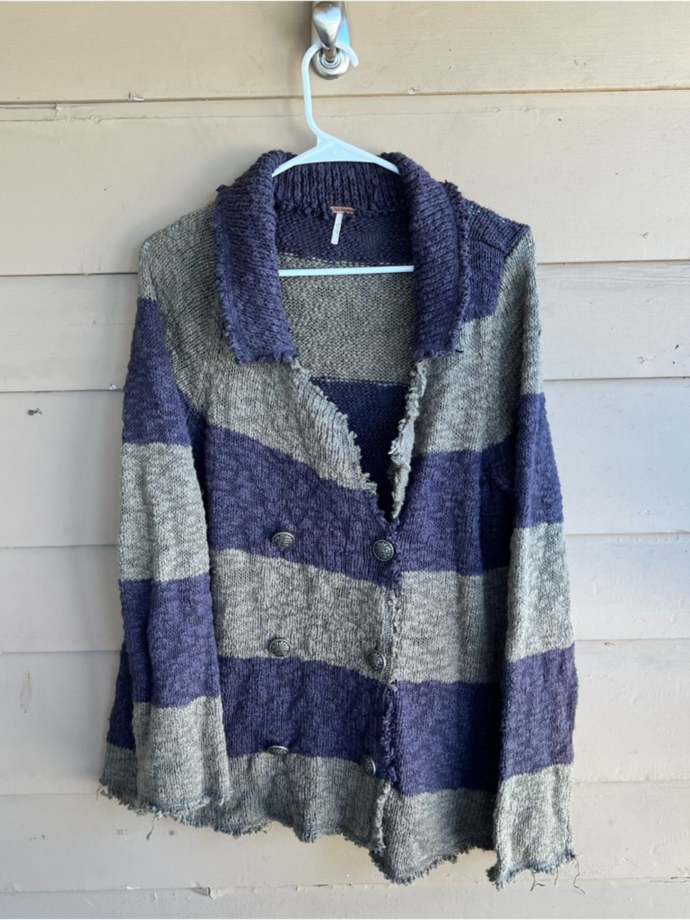 Free People Coat of Arms Bohemian-Military Vibe Knit Jacket Size L - Picture 2 of 6